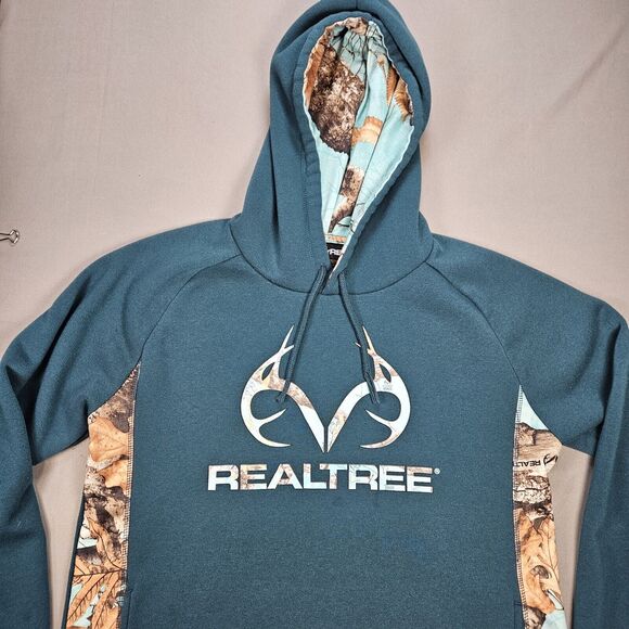 Realtree Camouflage Hoodie Men’s Size Medium Camo Dark Turquoise Outdoors - Picture 1 of 9